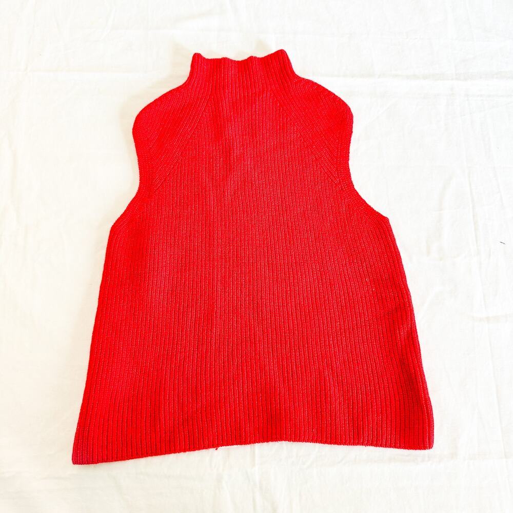 Wilfred Wool Red Mock Neck Sleeveless Sweater Top Italian Yarn Size Small - Picture 5 of 6
